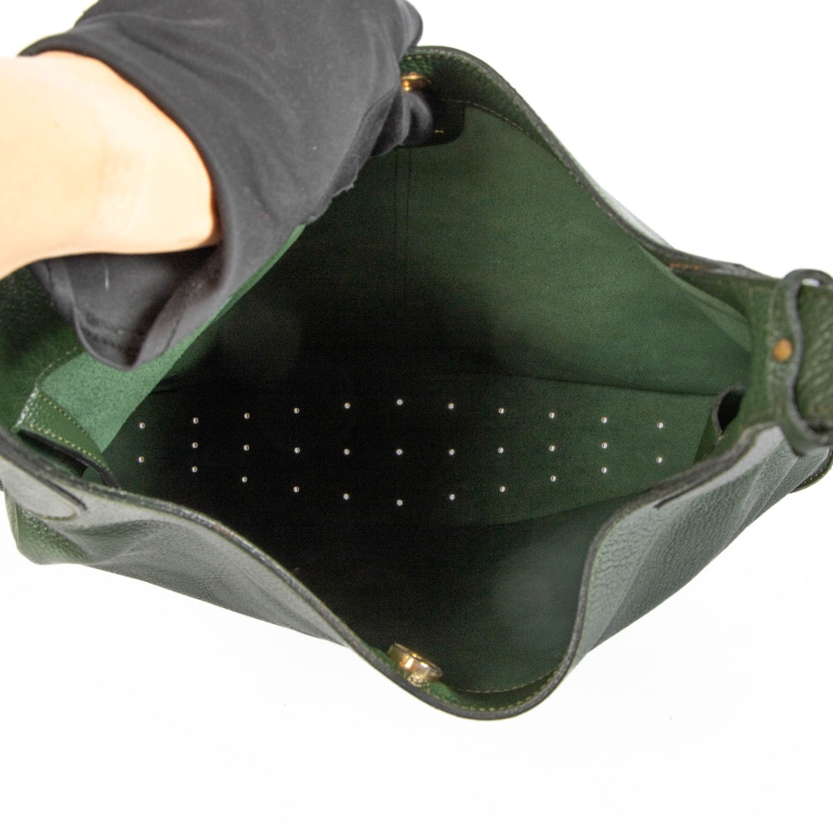 shop 100% authentic second hand Delvaux Green Satan Leather Shoulder Bag on Labellov.com