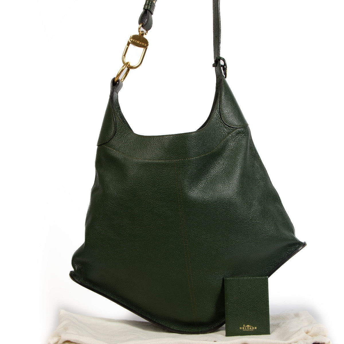 shop 100% authentic second hand Delvaux Green Satan Leather Shoulder Bag on Labellov.com