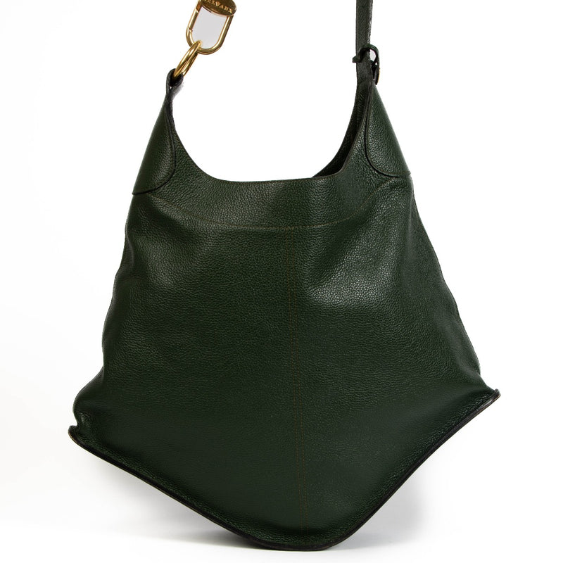 shop 100% authentic second hand Delvaux Green Satan Leather Shoulder Bag on Labellov.com
