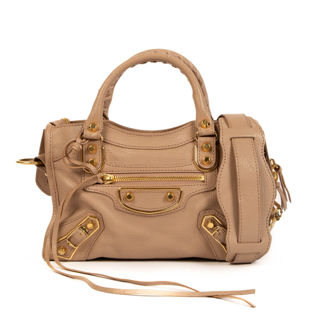 Shop safe online at Labellov in Antwerp, Brussels and Knokke this 100% authentic second hand Balenciaga Vieux Pink Mini City Crossbody Bag