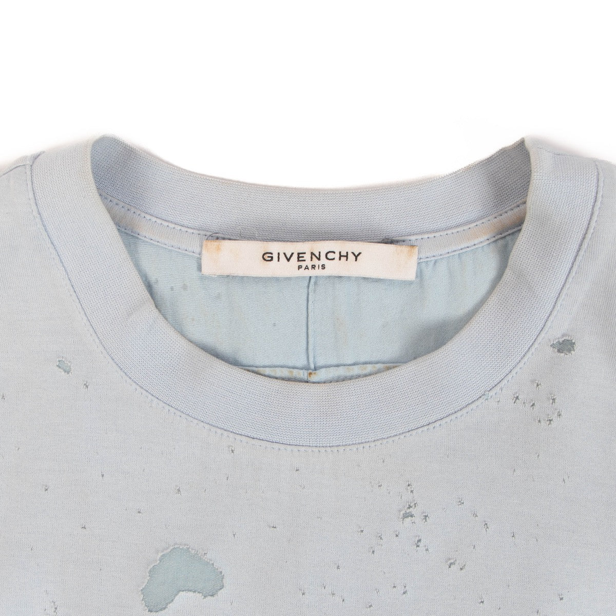 shop 100% authentic second hand Givenchy Blue Distressed Logo T-shirt - Size M on Labellov.com