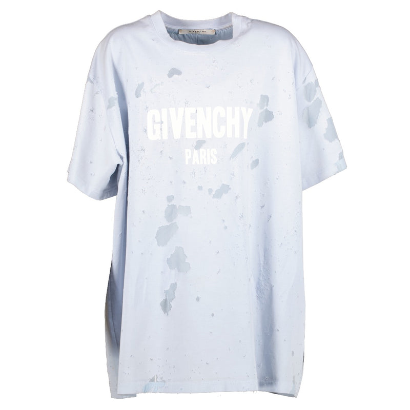 shop 100% authentic second hand Givenchy Blue Distressed Logo T-shirt - Size M on Labellov.com