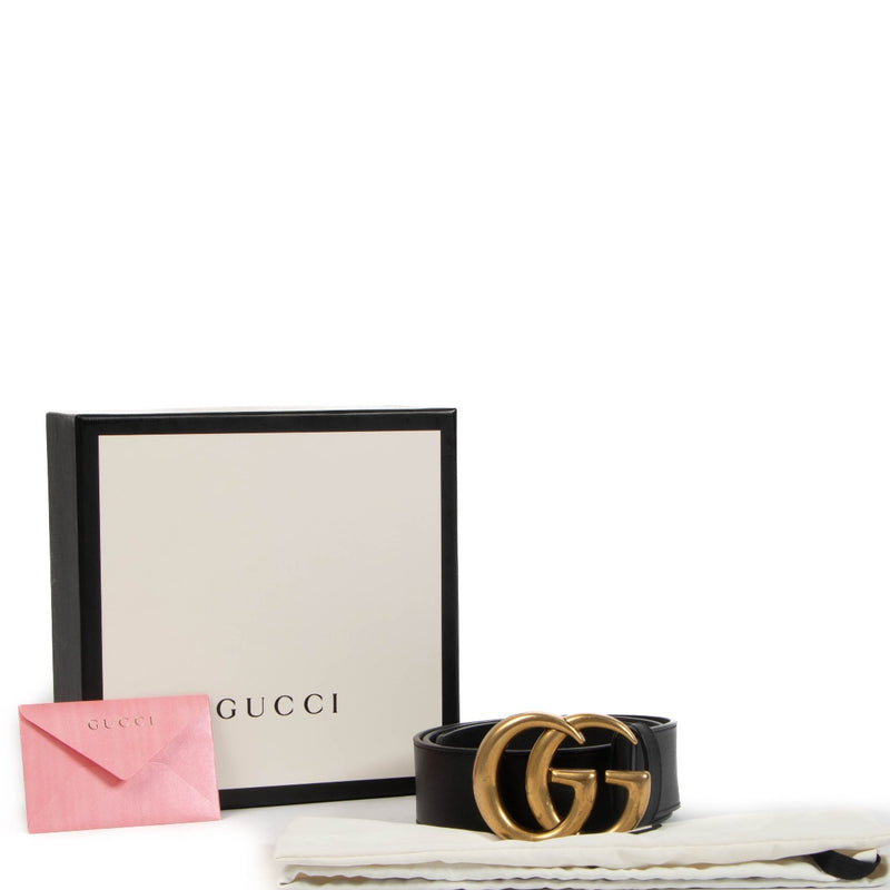 Shop safe online at Labellov in Antwerp, Brussels and Knokke this 100% authentic second hand Gucci Black Leather Marmont Belt - size 80