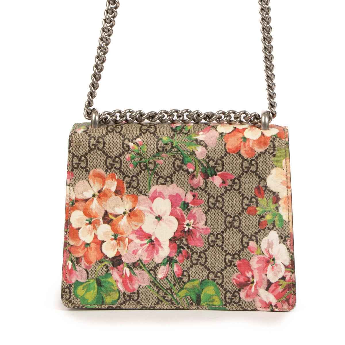 Shop safe online at Labellov in Antwerp, Brussels and Knokke this 100% authentic second hand Gucci Pink Mini Dionysus Blooms Crossbody