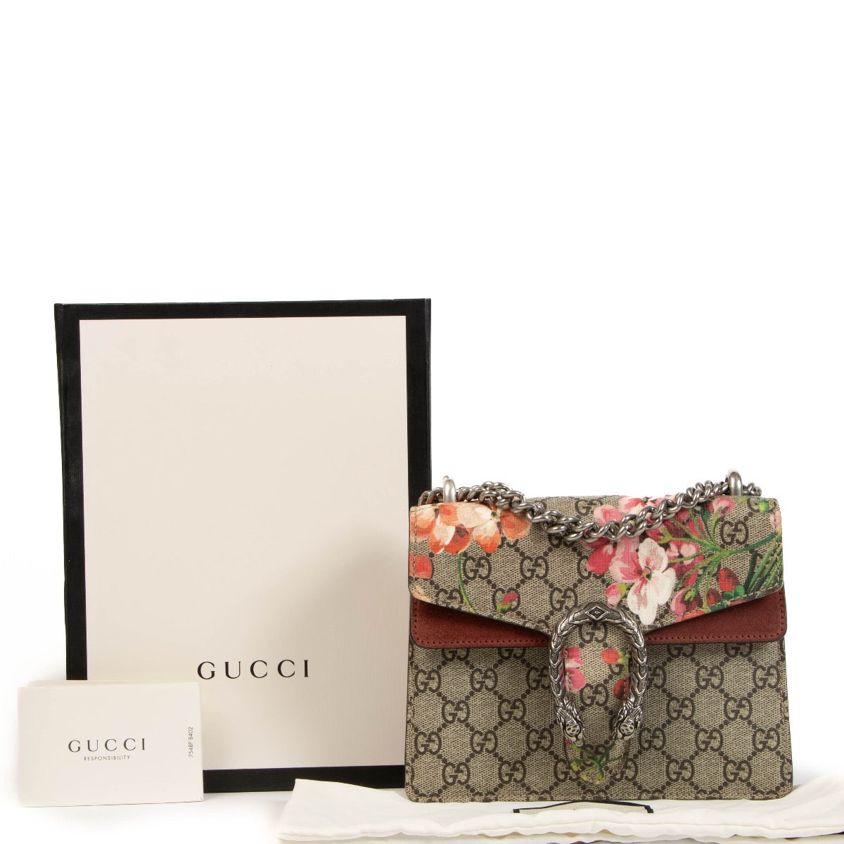 Shop safe online at Labellov in Antwerp, Brussels and Knokke this 100% authentic second hand Gucci Pink Mini Dionysus Blooms Crossbody