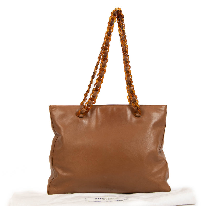 Prada Camel Leather Shoulder Bag