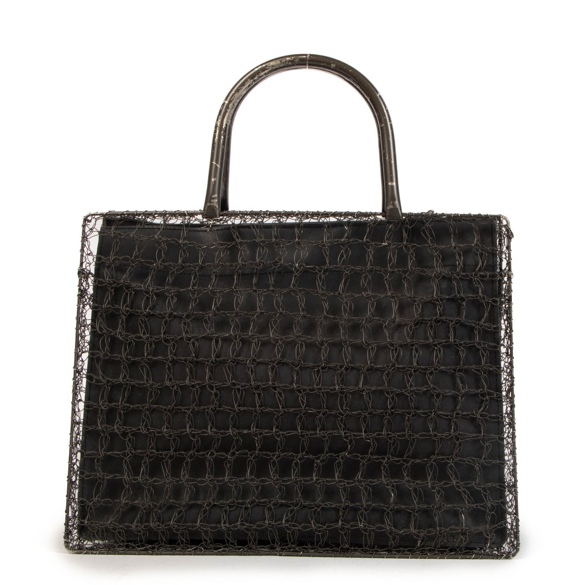 Sac bandoulière en maille métallique crochetée grise Ferragamo