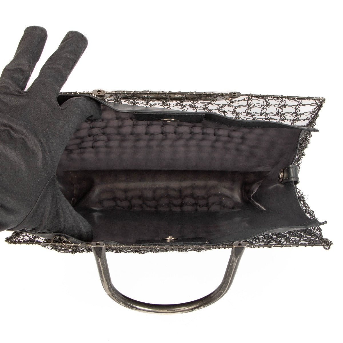 Sac bandoulière en maille métallique crochetée grise Ferragamo