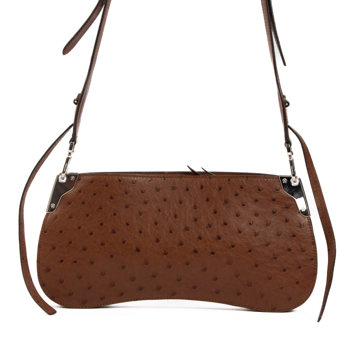 shop 100% authentic second hand Prada Tabacco Ostrich Sidonie Crossbody Bag on Labellov.com