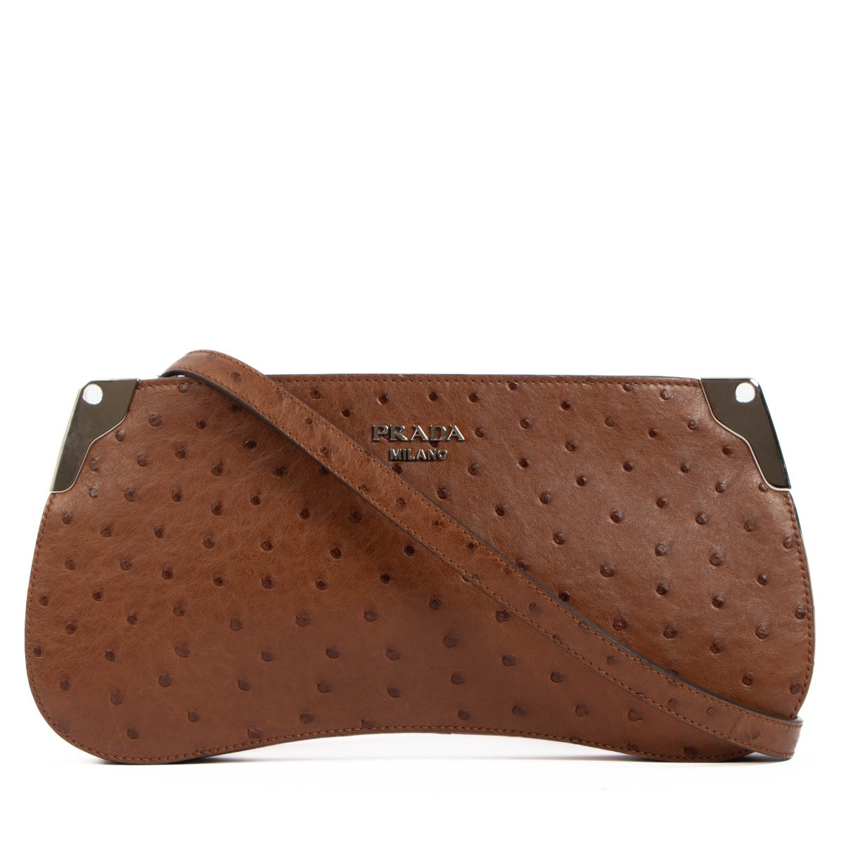 shop 100% authentic second hand Prada Tabacco Ostrich Sidonie Crossbody Bag on Labellov.com