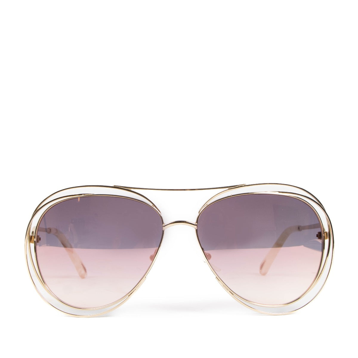 Shop safe online at Labellov in Antwerp, Brussels and Knokke these 100% authentic second hand Chloé Pink Oversized Gold Frame Aviator Sunglasses