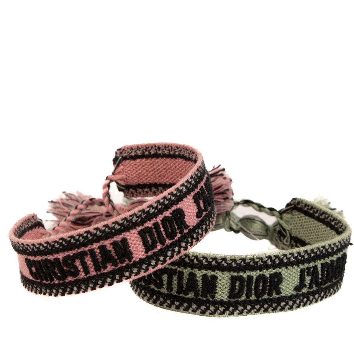 Shop safe online at Labellov in Antwerp, Brussels and Knokke this 100% authentic second hand Christian Dior Logo Jacquard Bracelet Set