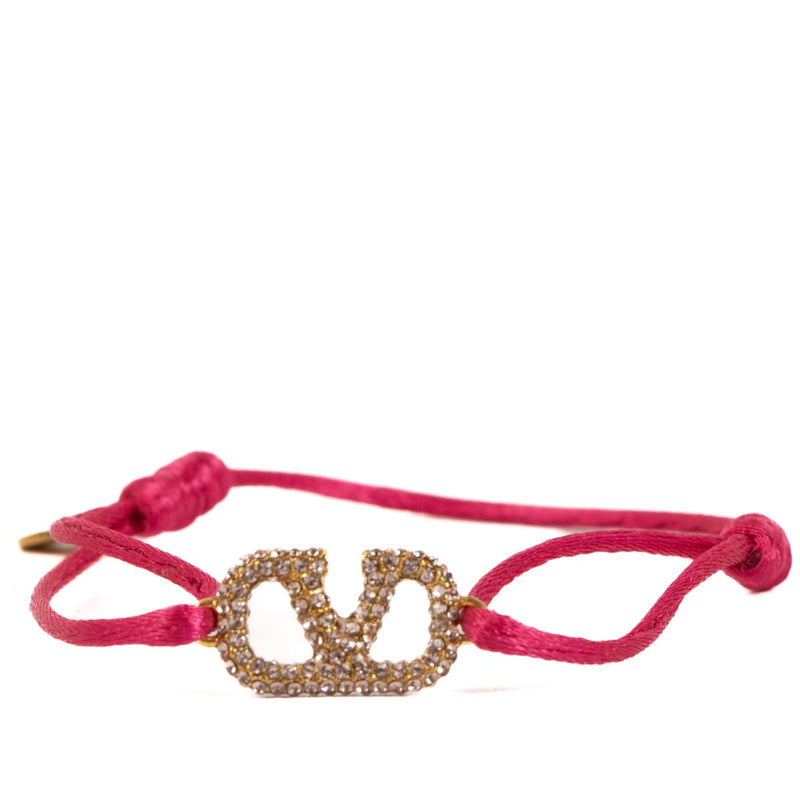 Shop safe online at Labellov in Antwerp, Brussels and Knokke this 100% authentic second hand Valentino Garavani Pink Crystal VLogo Bracelet