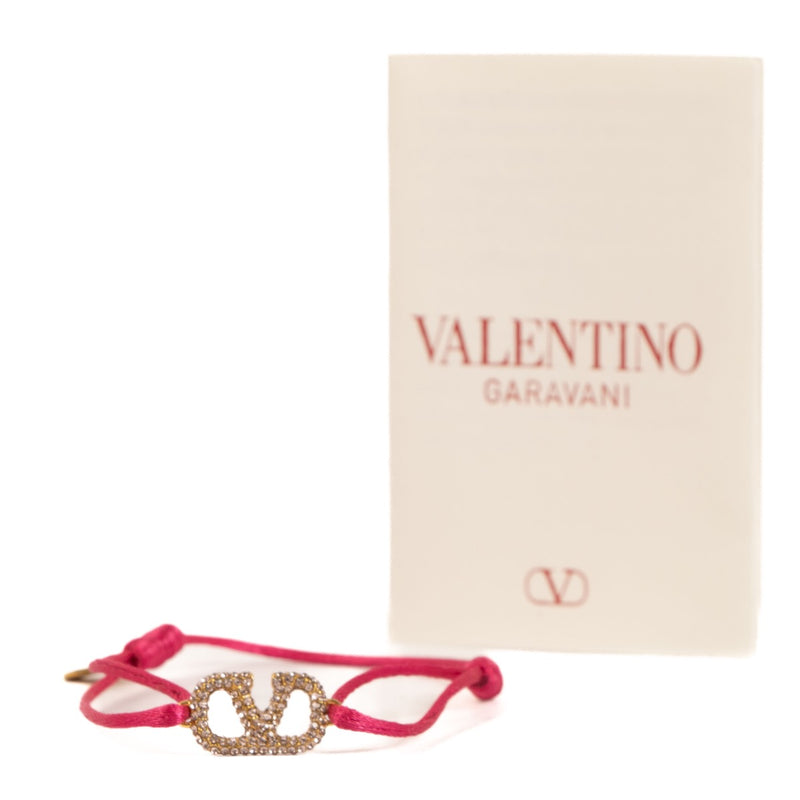 Shop safe online at Labellov in Antwerp, Brussels and Knokke this 100% authentic second hand Valentino Garavani Pink Crystal VLogo Bracelet
