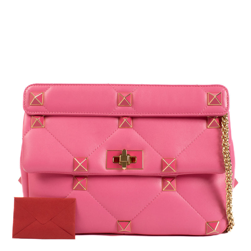 Valentino Garavani Pink Large Roman Stud Crossbody Bag