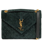 Shop safe online at Labellov in Antwerp, Brussels and Knokke this 100% authentic second hand Saint Laurent Green Suede Medium Envelope Crossbody