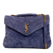 Shop safe online at Labellov in Antwerp, Brussels and Knokke this 100% authentic second hand Saint Laurent Purple Suede Medium Loulou Crossbody