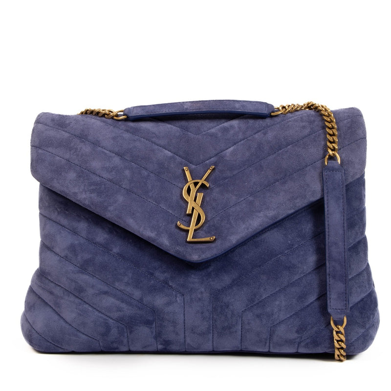 Shop safe online at Labellov in Antwerp, Brussels and Knokke this 100% authentic second hand Saint Laurent Purple Suede Medium Loulou Crossbody