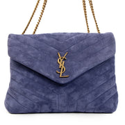 Shop safe online at Labellov in Antwerp, Brussels and Knokke this 100% authentic second hand Saint Laurent Purple Suede Medium Loulou Crossbody
