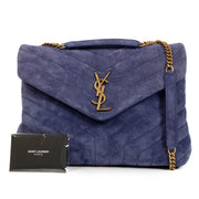 Shop safe online at Labellov in Antwerp, Brussels and Knokke this 100% authentic second hand Saint Laurent Purple Suede Medium Loulou Crossbody