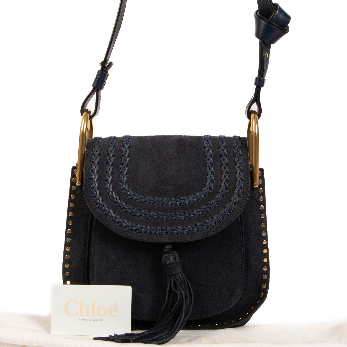 shop 100% authentic second hand Chloé Hudson Small Blue Suède Crossbody Bag on Labellov.com