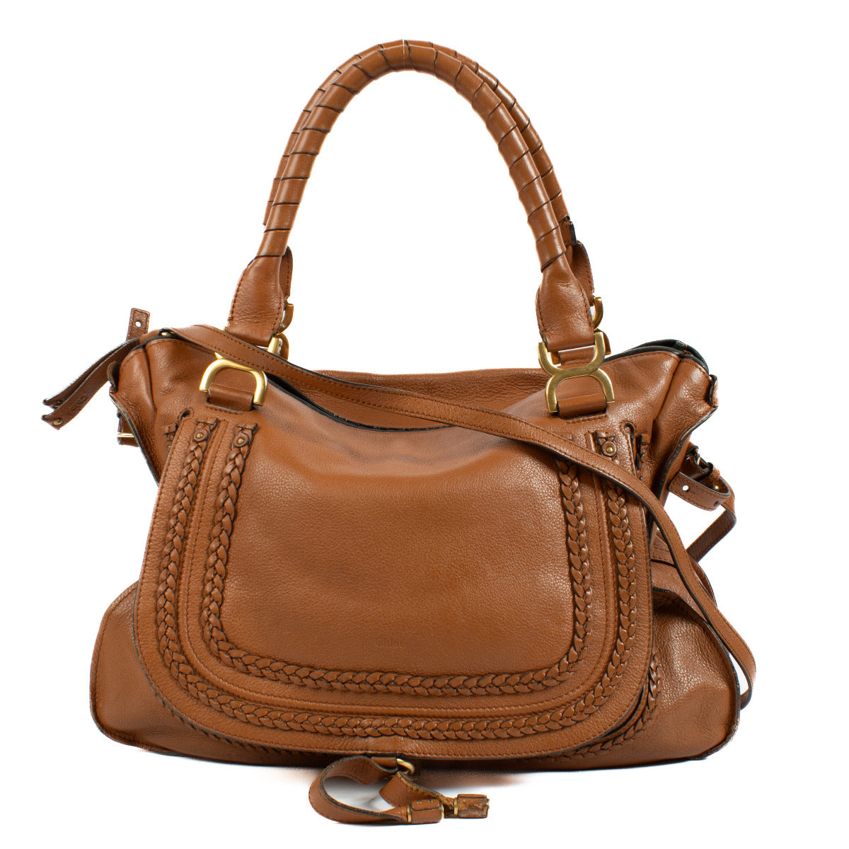 Chloé Tan Leather Large Marcie Top Handle Bag aan de beste prijs bij Labellov