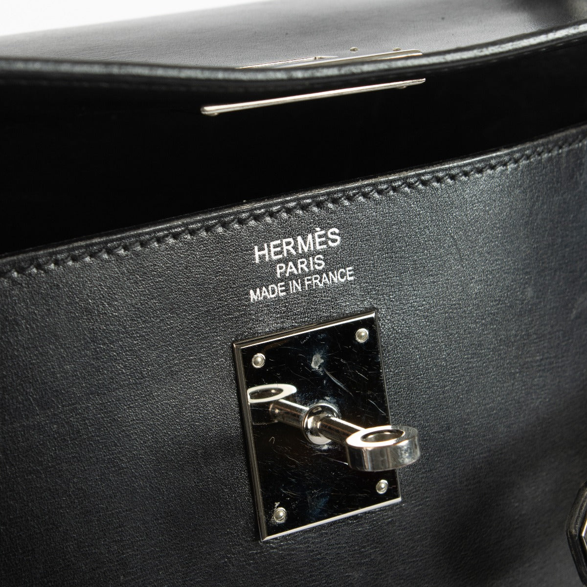 Hermès Kelly 40 Box noir accastillage palladium