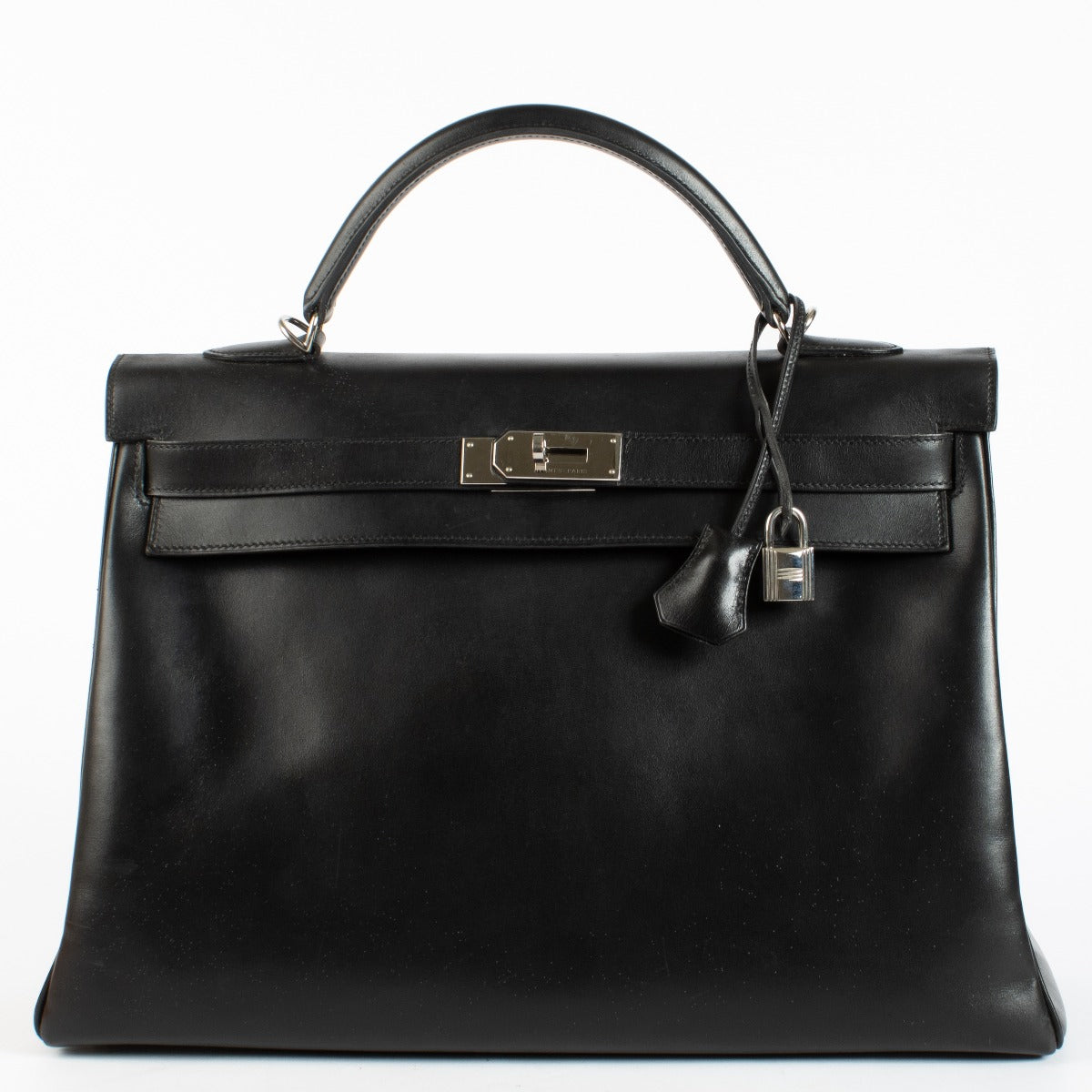 Hermès Kelly 40 Box noir accastillage palladium