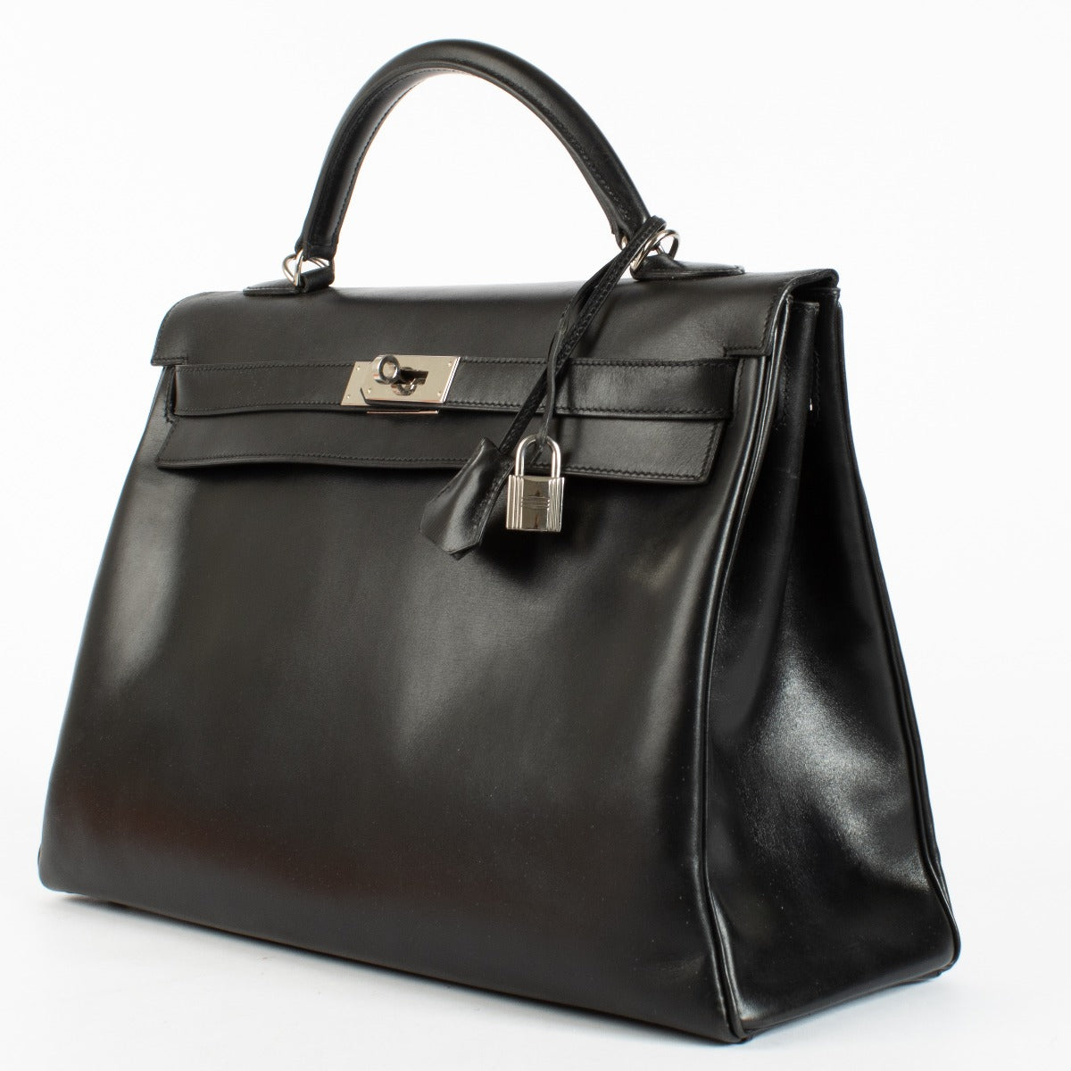 Hermès Kelly 40 Box noir accastillage palladium