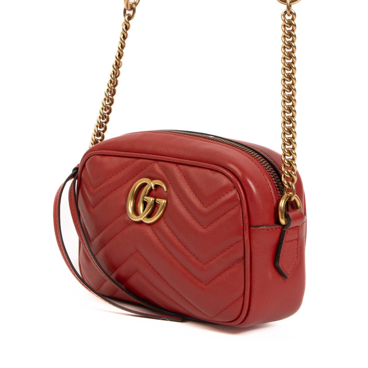 shop 100% authentic second hand Gucci Red GG Marmont Matelassé Mini Camera Bag on Labellov.com