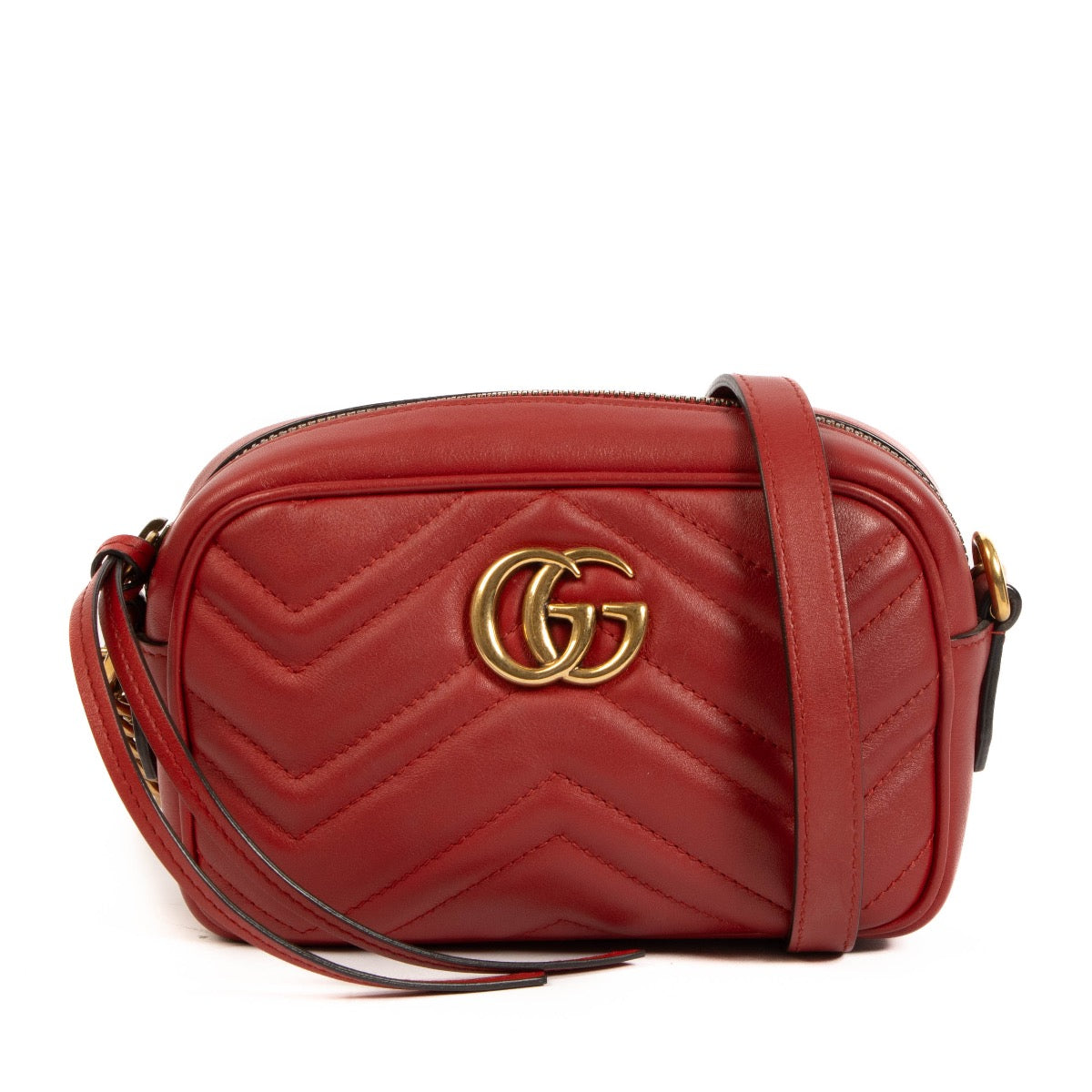 shop 100% authentic second hand Gucci Red GG Marmont Matelassé Mini Camera Bag on Labellov.com