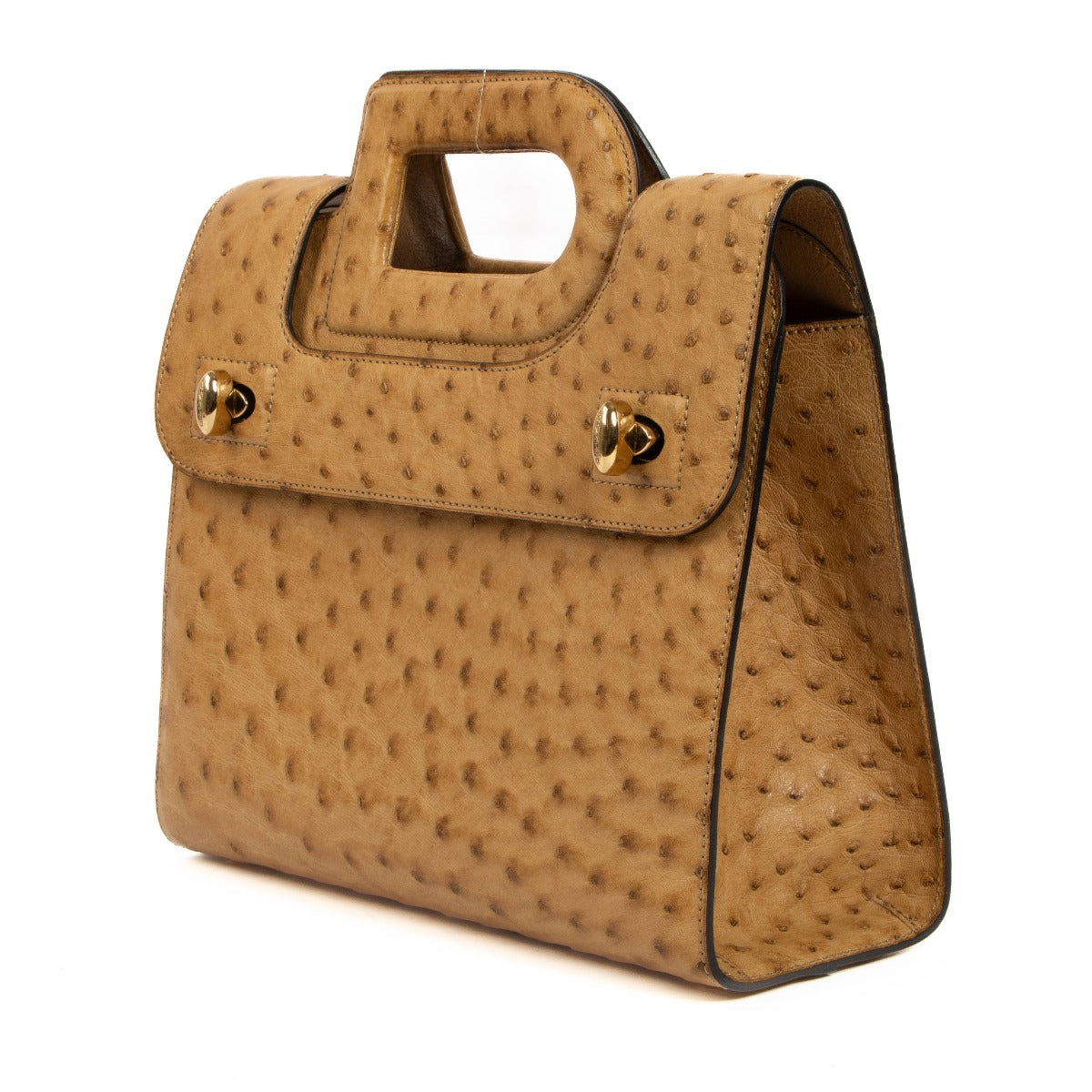 Second Hand Vintage Delvaux Sahara Ostrich Emeraude PM on www.labellov.com