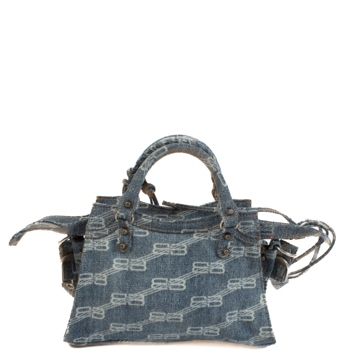 Buy authentic second handBalenciaga Blue BB Monogram Denim XS Le Cagole Shoulder Bag at Labellov.com