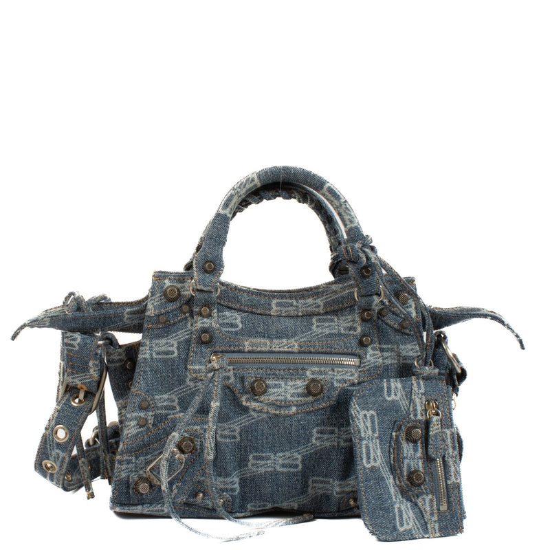 Buy authentic second handBalenciaga Blue BB Monogram Denim XS Le Cagole Shoulder Bag at Labellov.com