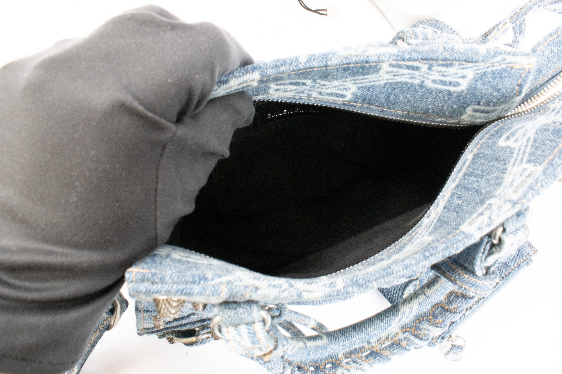 Buy authentic second handBalenciaga Blue BB Monogram Denim XS Le Cagole Shoulder Bag at Labellov.com