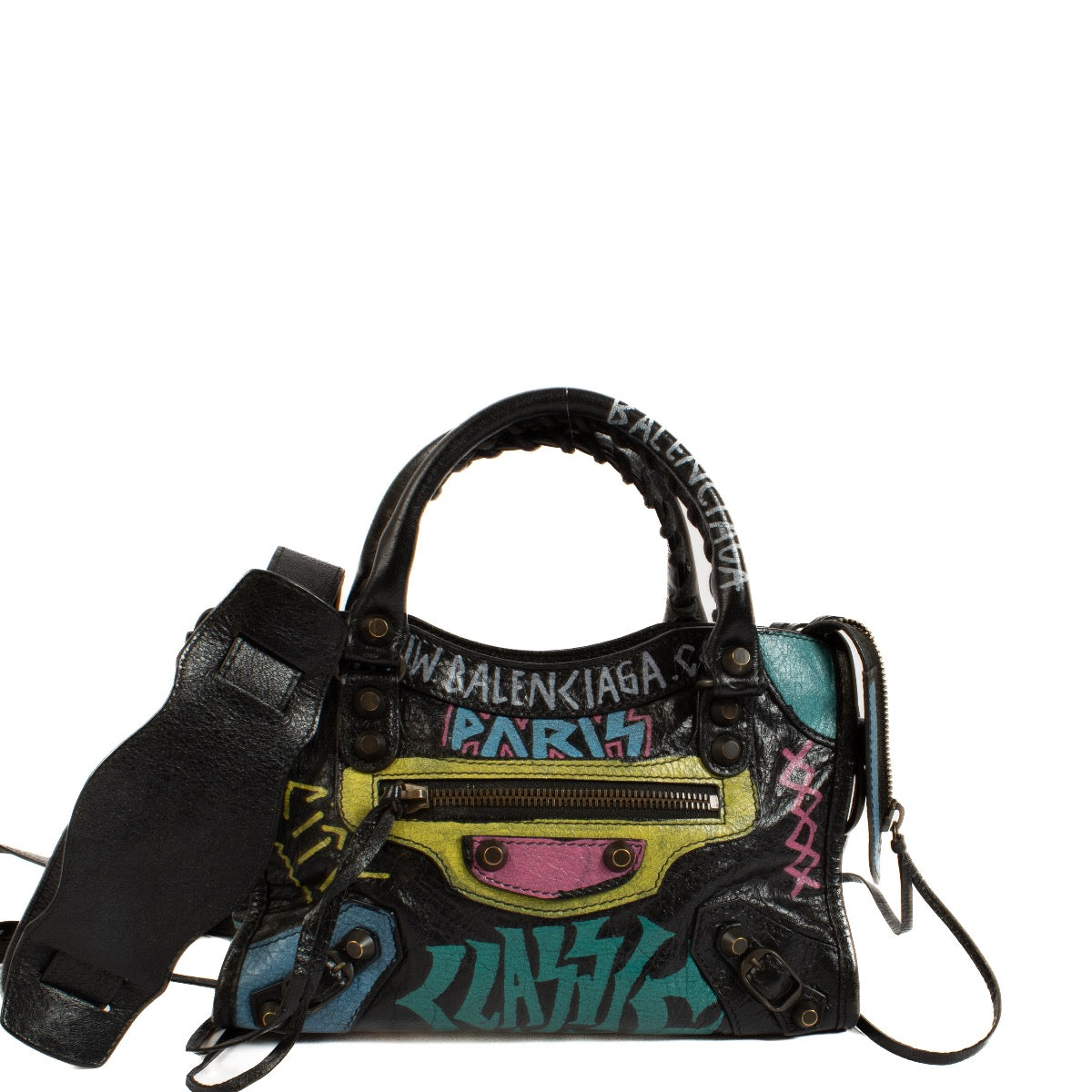 Authentic second hand Balenciaga Black Mini City Graffiti on Labellov.com
