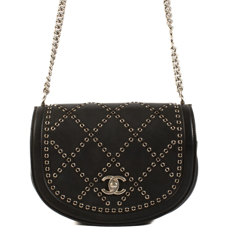 Authentic second hand Chanel Black Coco Eyelets Crossbody Bag on labellov.com