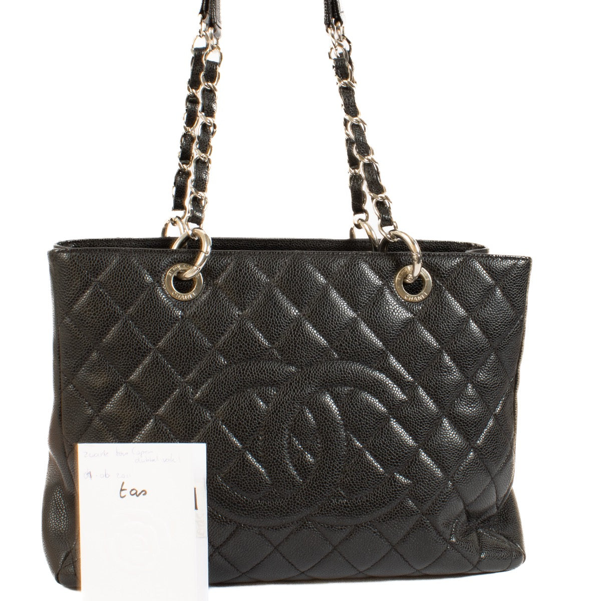 Buy authentic second hand Chanel Black Caviar Leather GST Grand Shopping Tote at Labellov.com