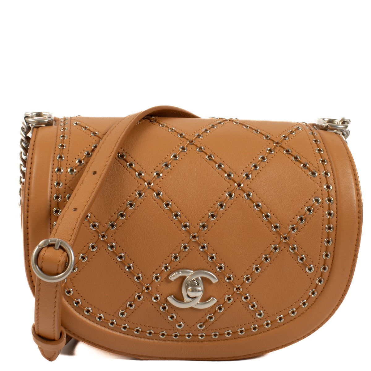 Authentic second hand Chanel Camel Coco Eyelets Crossbody Bag on Labellov.com
