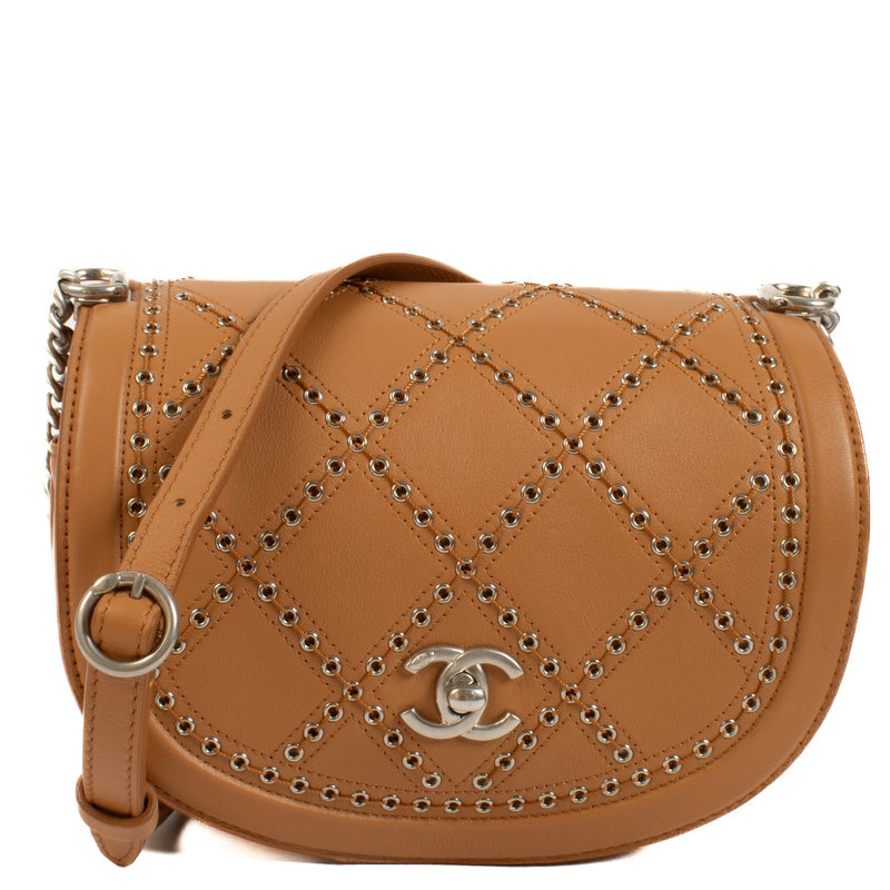 Authentic second hand Chanel Camel Coco Eyelets Crossbody Bag on Labellov.com