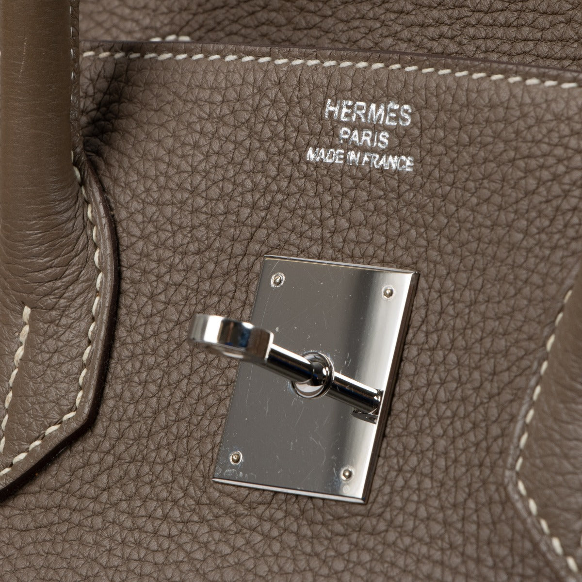 Hermès 2012 Birkin 35 Etoupe Togo Logo Hot Stamp Detail
