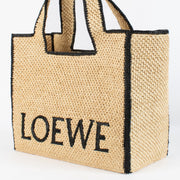 Authentic pre-loved Loewe Large Raffia Font Tote on Labellov.com