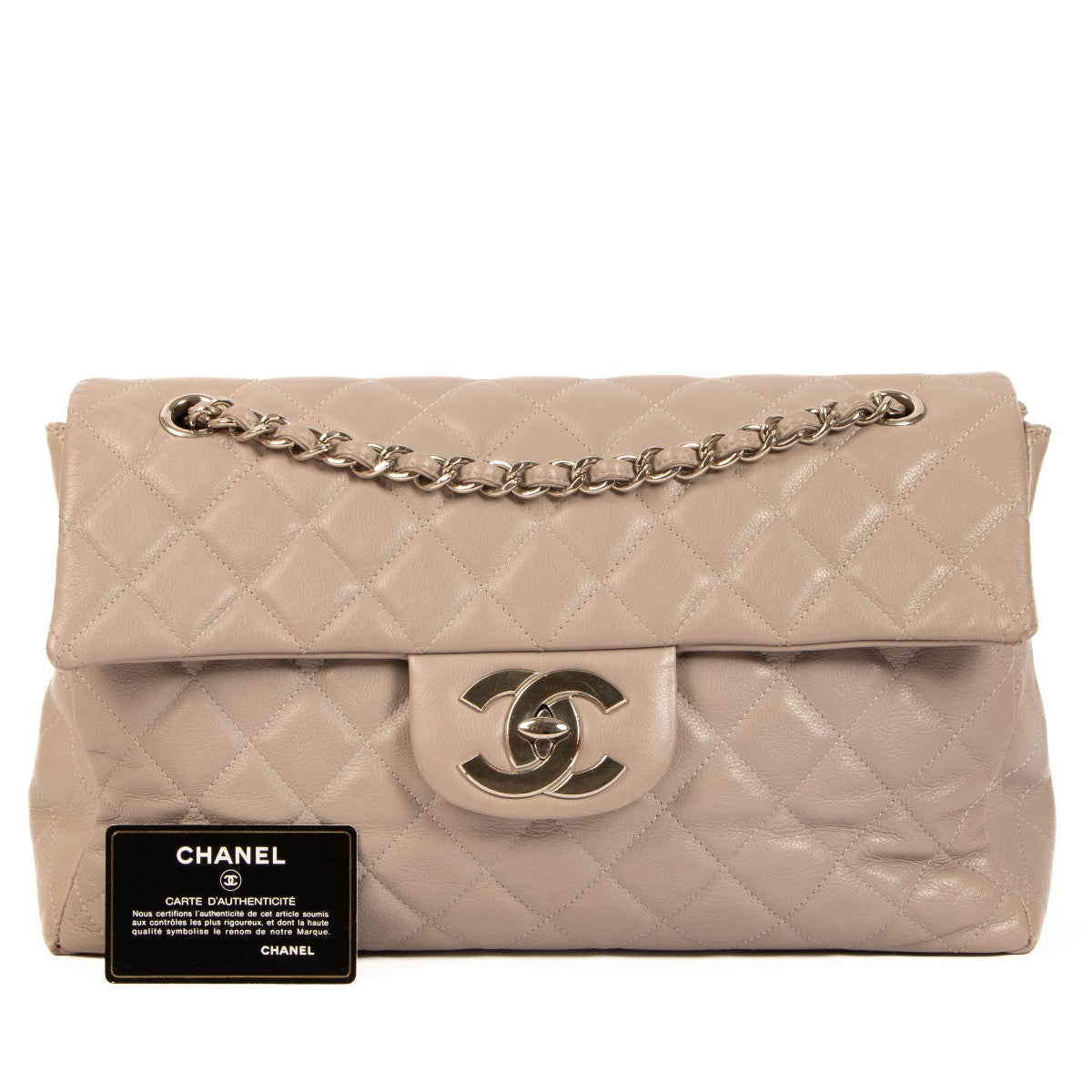 shop 100% authentic second hand Chanel Grey Calfskin Maxi Classic Bag on Labellov.com