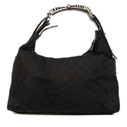 Shop 100% Authentic Second-Hand Gucci Black GG Canvas Zebra Horsebit Hobo Shoulder Bag on labellov.com