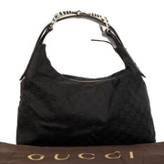 Shop 100% Authentic Second-Hand Gucci Black GG Canvas Zebra Horsebit Hobo Shoulder Bag on labellov.com