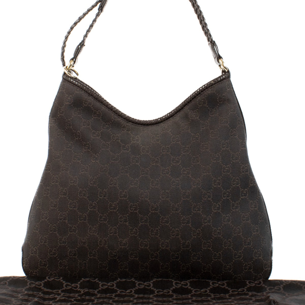 Shop 100% authentic Gucci Brown Nylon Monogram Hobo Bag at Labellov.com.