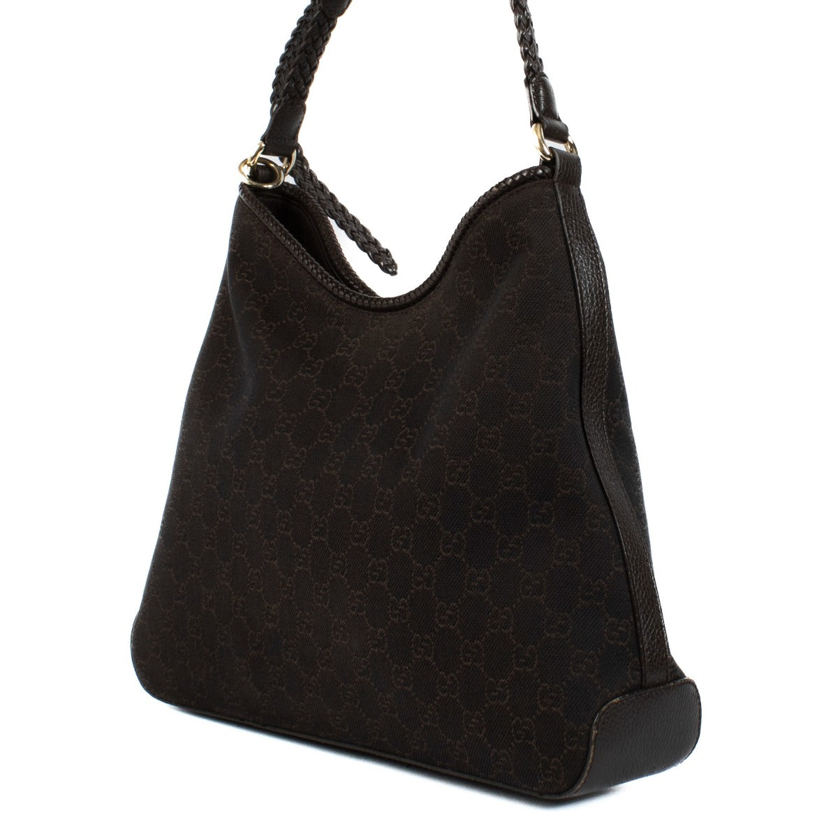 Shop 100% authentic Gucci Brown Nylon Monogram Hobo Bag at Labellov.com.