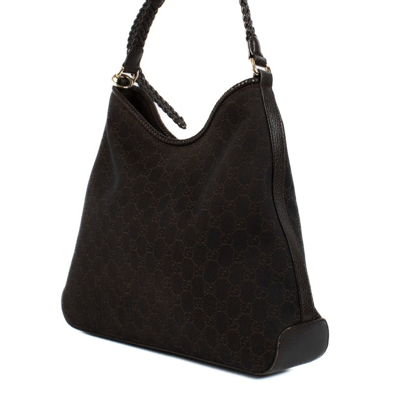 Shop 100% authentic Gucci Brown Nylon Monogram Hobo Bag at Labellov.com.