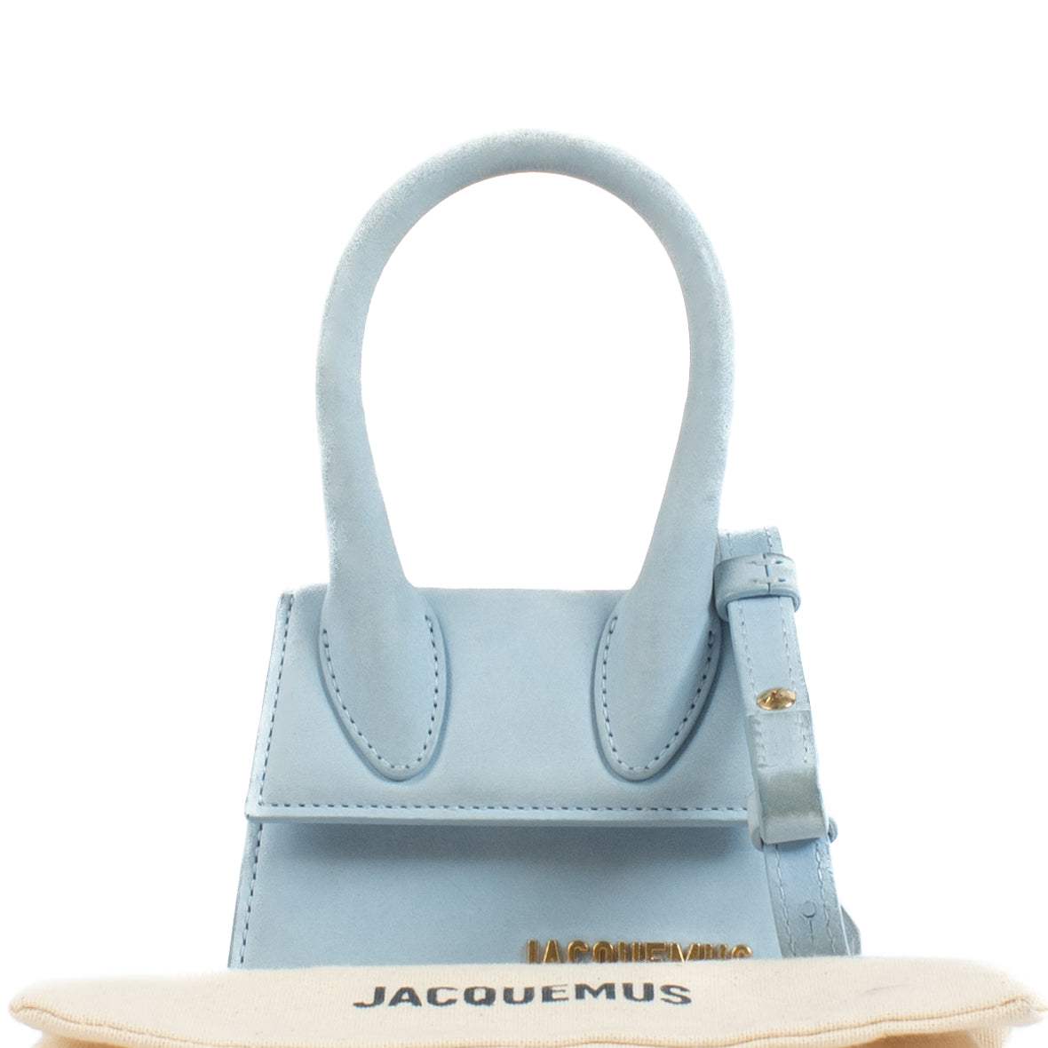 Shop safe online at Labellov in Antwerp, Brussels and Knokke this 100% authentic second hand Jacquemus Blue Suede Le Chiquito Bag