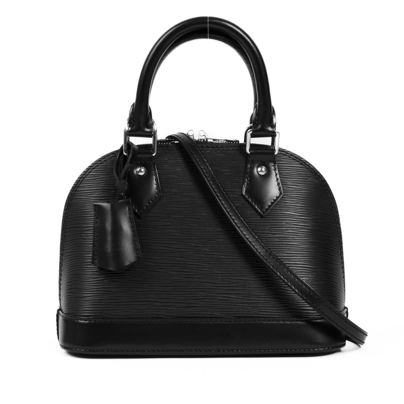 Shop safe online at Labellov in Antwerp, Brussels and Knokke this 100% authentic top handle Louis Vuitton Black Epi Leather Alma BB
